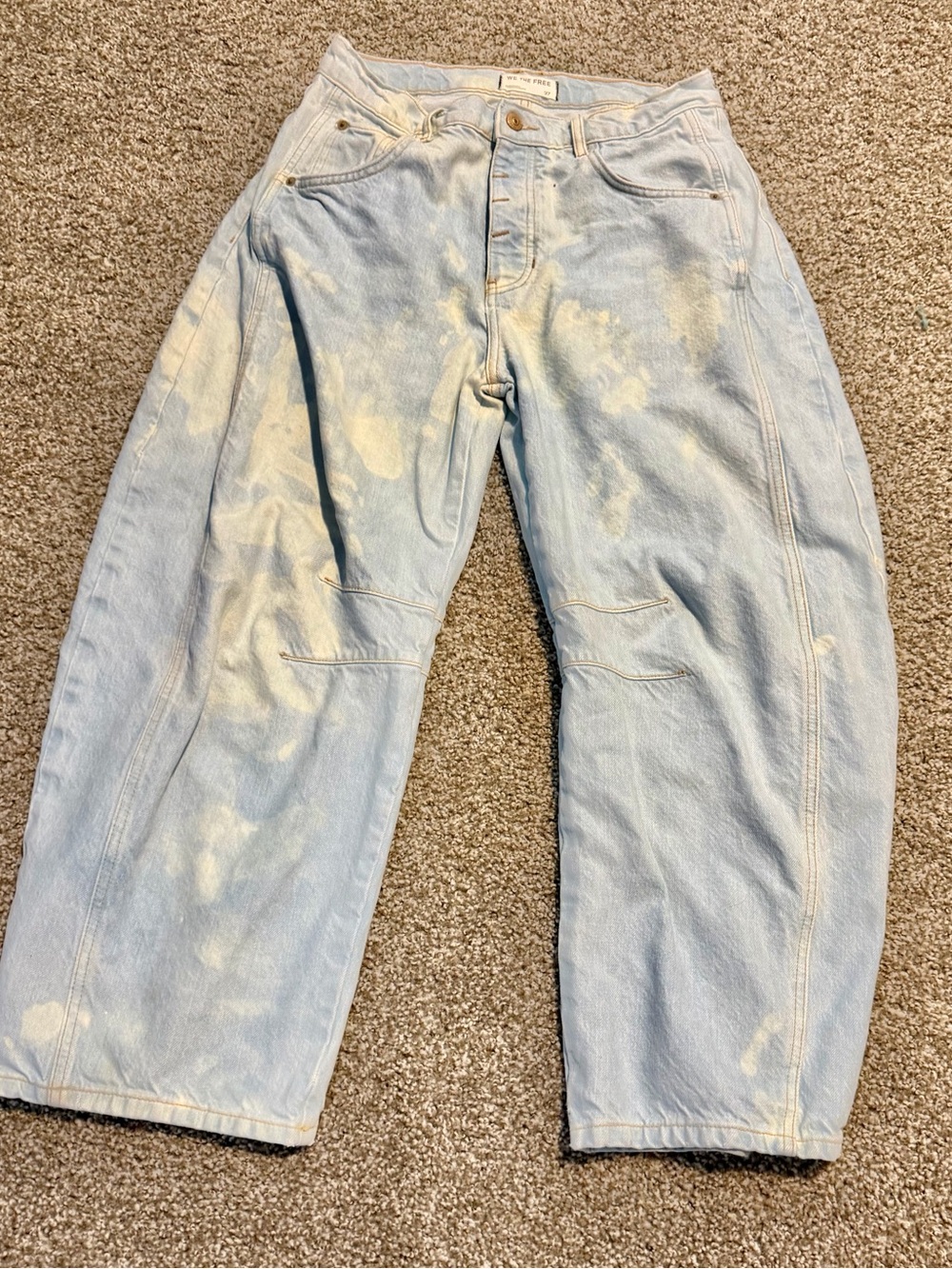 Womens Faded & (Acid Washed) Light Blue Barrel Jeans